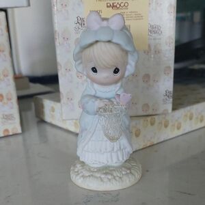 Precious Moments Blue and White Figurine "MAY ONLY GOOD THINGS COME YOUR WAY"